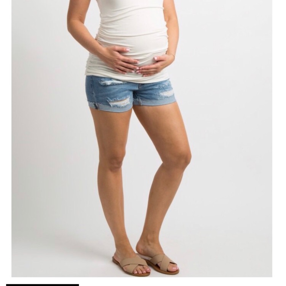 Pinkblush Distressed Maternity Jean Shorts
